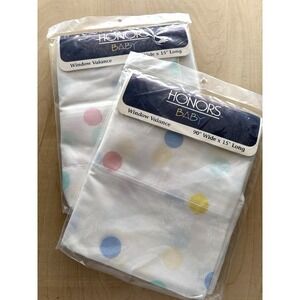 Vintage Window Valance Baby Nursery LOT of 2 NIP NOS Pastel Polka Dot 90 x 15